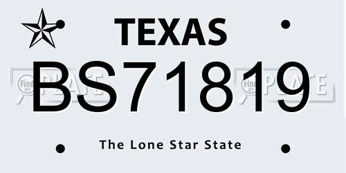 BS71819 Texas License Plate