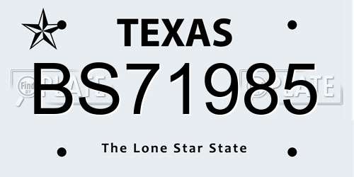 BS71985 Texas License Plate