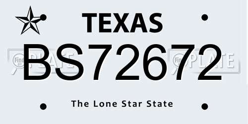 BS72672 Texas License Plate