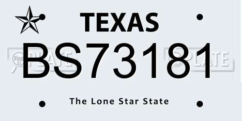 BS73181 Texas License Plate