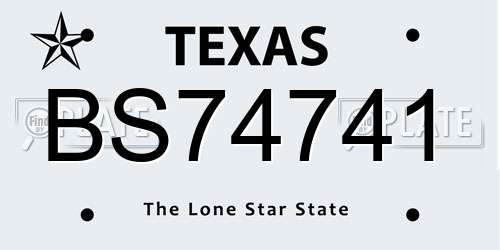 BS74741 Texas License Plate