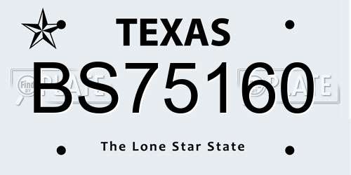 BS75160 Texas License Plate