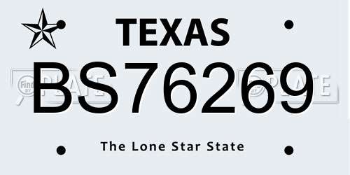 BS76269 Texas License Plate