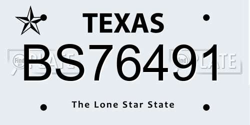 BS76491 Texas License Plate