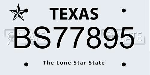 BS77895 Texas License Plate