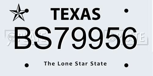 BS79956 Texas License Plate
