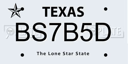 BS7B5D Texas License Plate