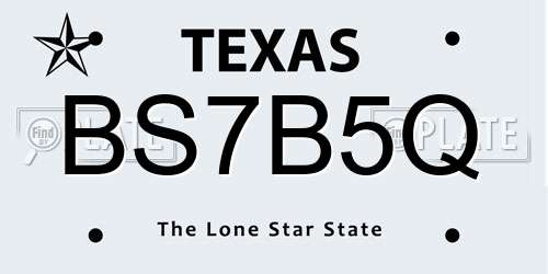 BS7B5Q Texas License Plate