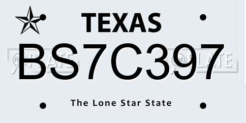 BS7C397 Texas License Plate