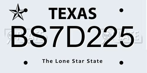 BS7D225 Texas License Plate