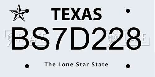 BS7D228 Texas License Plate