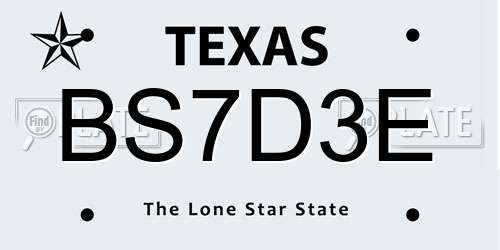 BS7D3E Texas License Plate