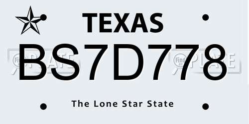 BS7D778 Texas License Plate