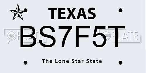 BS7F5T Texas License Plate