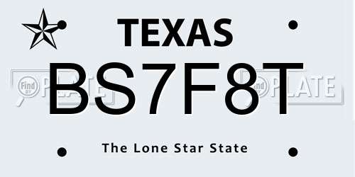 BS7F8T Texas License Plate