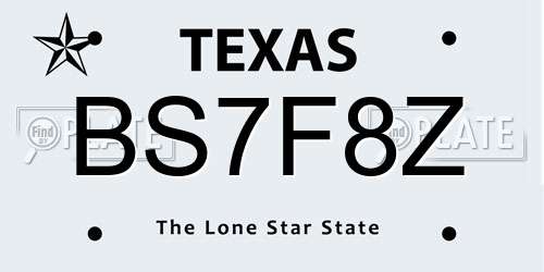 BS7F8Z Texas License Plate