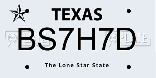 BS7H7D Texas License Plate