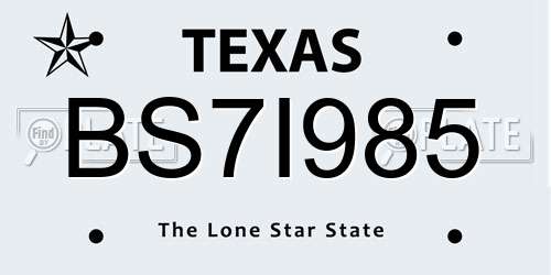 BS7I985 Texas License Plate