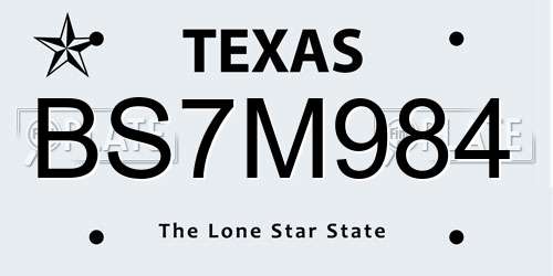 BS7M984 Texas License Plate