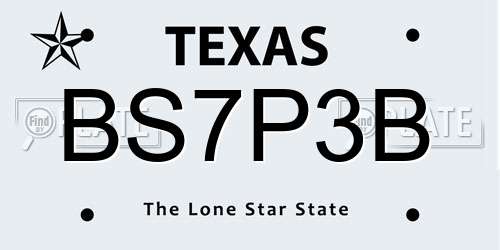 BS7P3B Texas License Plate