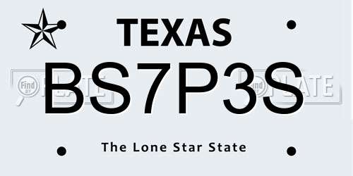 BS7P3S Texas License Plate