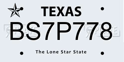 BS7P778 Texas License Plate
