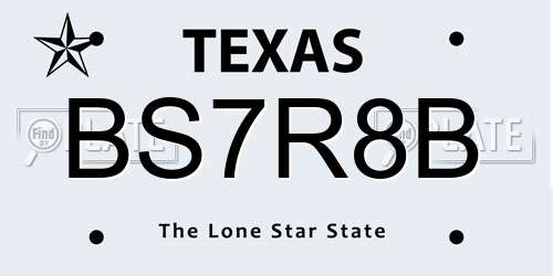 BS7R8B Texas License Plate