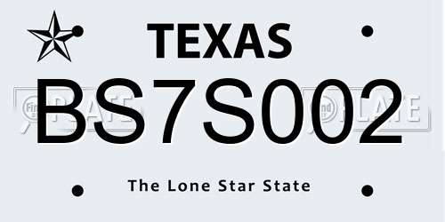 BS7S002 Texas License Plate