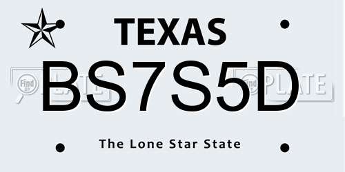 BS7S5D Texas License Plate