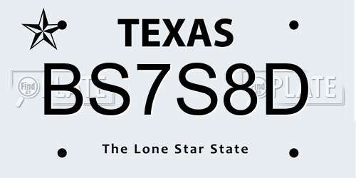 BS7S8D Texas License Plate