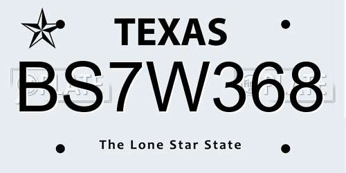 BS7W368 Texas License Plate