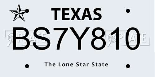 BS7Y810 Texas License Plate