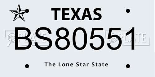 BS80551 Texas License Plate