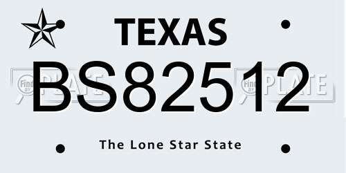 BS82512 Texas License Plate