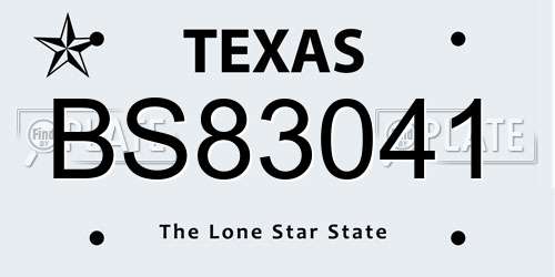 BS83041 Texas License Plate