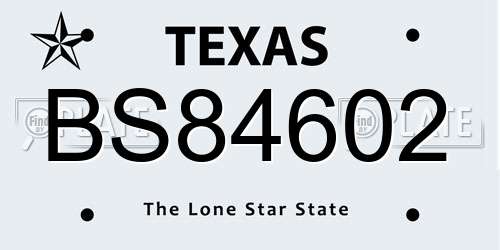 BS84602 Texas License Plate