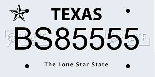 BS85555 Texas License Plate