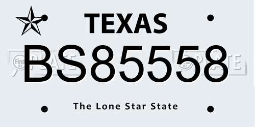 BS85558 Texas License Plate