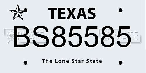 BS85585 Texas License Plate