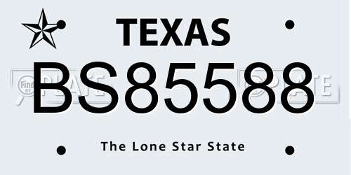 BS85588 Texas License Plate