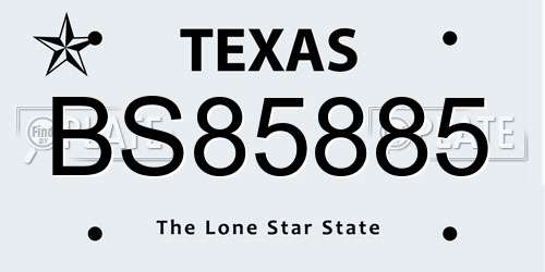 BS85885 Texas License Plate