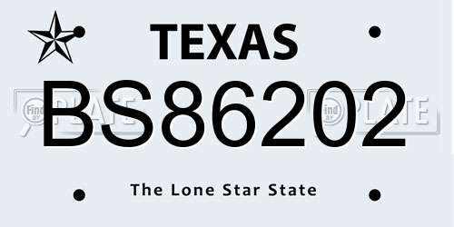 BS86202 Texas License Plate