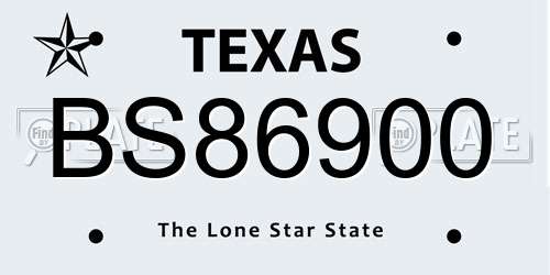 BS86900 Texas License Plate