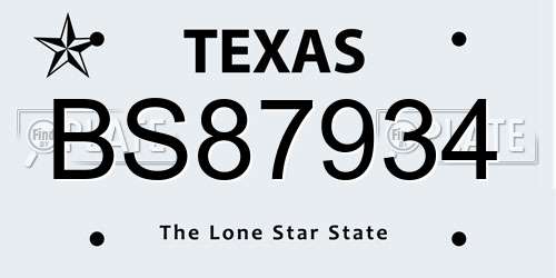 BS87934 Texas License Plate