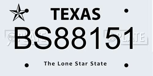 BS88151 Texas License Plate