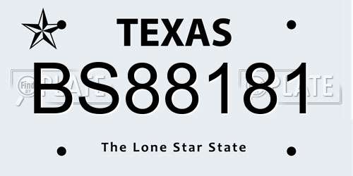 BS88181 Texas License Plate