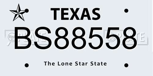 BS88558 Texas License Plate