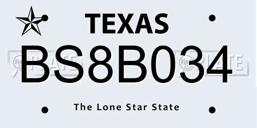 BS8B034 Texas License Plate