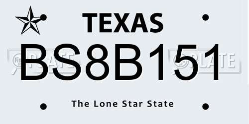 BS8B151 Texas License Plate