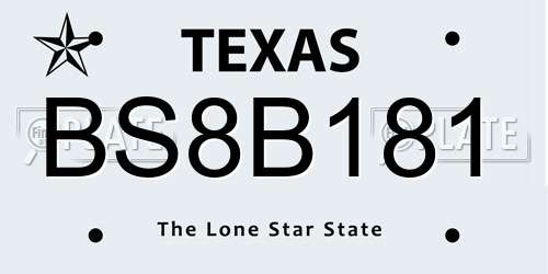 BS8B181 Texas License Plate